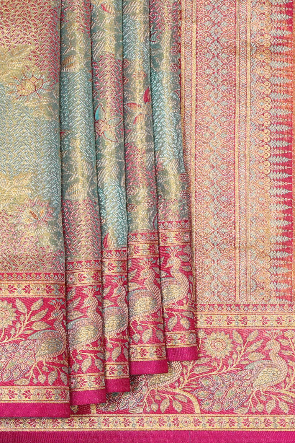 Image of Kanchipattu Blue Tissue Brocade Saree